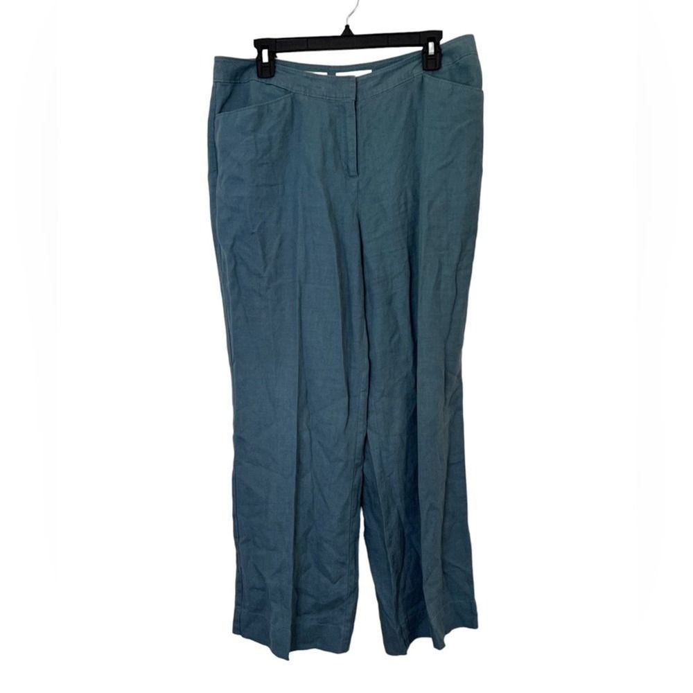 J. Jill Womens Blue 100% Linen Straight Leg Casual Relaxed Pants Size 10 Petite